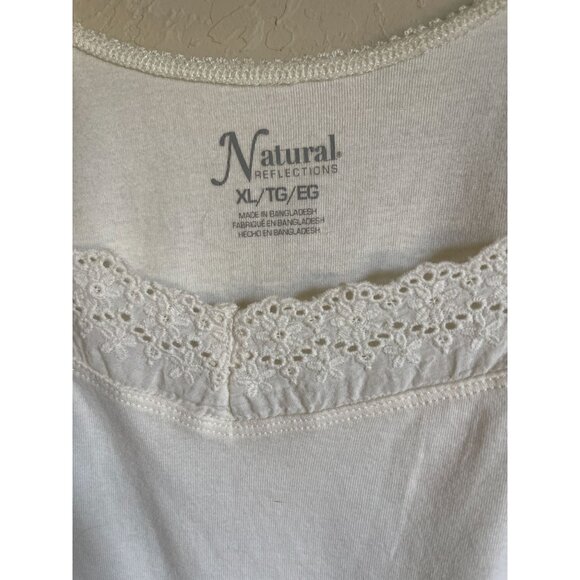 New! Natural Reflections XL Eyelet Lace Trim Ivory Cream Tank Top - Picture 4 of 8